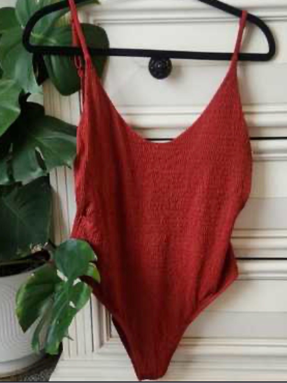 American Eagle Outfitters Rust Red Textured One-Piece Swimsuit